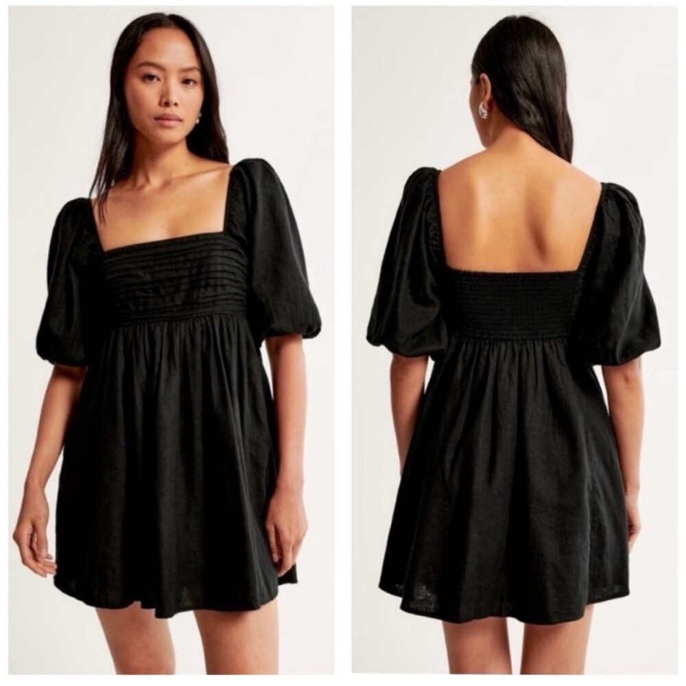 Abercrombie & Fitch Emerson Poplin Puff Sleeve Mini Dress Large Tall